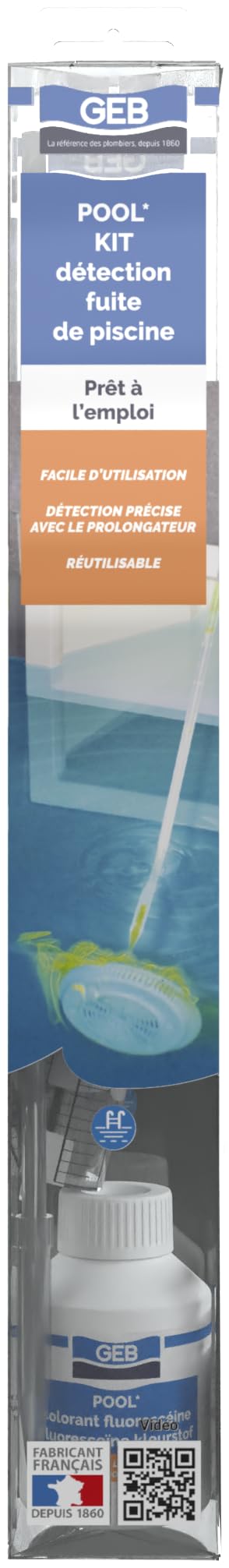 GEB Kit de détection des fuites pour Piscine et Spa. Prêt à l'emploi, Facile à Utiliser et réutilisable jusqu'à 26 Tests, Jaune