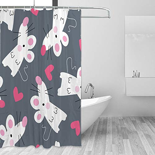Rideau de douche polyester Little Mouse lavable imperméable avec anneaux C - 5