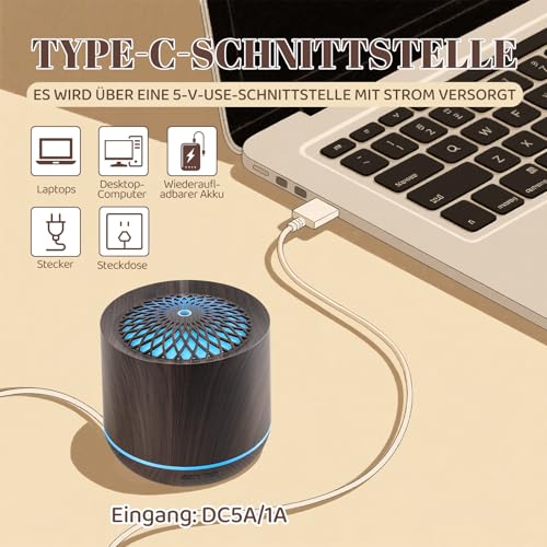 Nixtrve Difusor ultrasónico de 300 ml, difusor de aroma ultrasónico para aceites esenciales, humidificador de niebla fría, luz LED de 7 colores y apagado automático, aceites esenciales difusores para - imagen 4