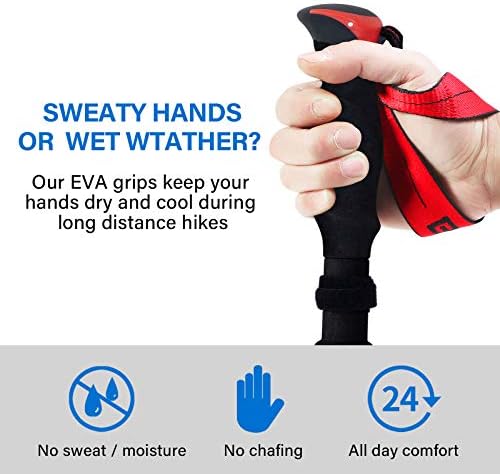 BISINNA Trekking Poles- 2pc/set Folding Aluminum Walking Sticks Hiking Sticks with Quick Lock System, Collapsible, Adjustable, Lightweight for Camping Backpacking Mountaineering Hiking (2 colours)