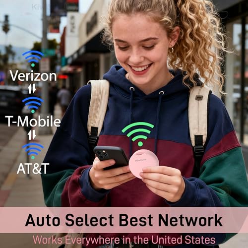 Image of KiwiSIM 4G LTE Mobile Hotspot, Portable WiFi 6 Device with 10GB Data for 30 Days, Compatible with AT&T, T-Mobile, Verizon, No Contract, Pay as You Go, UFO Shape Design, Pink