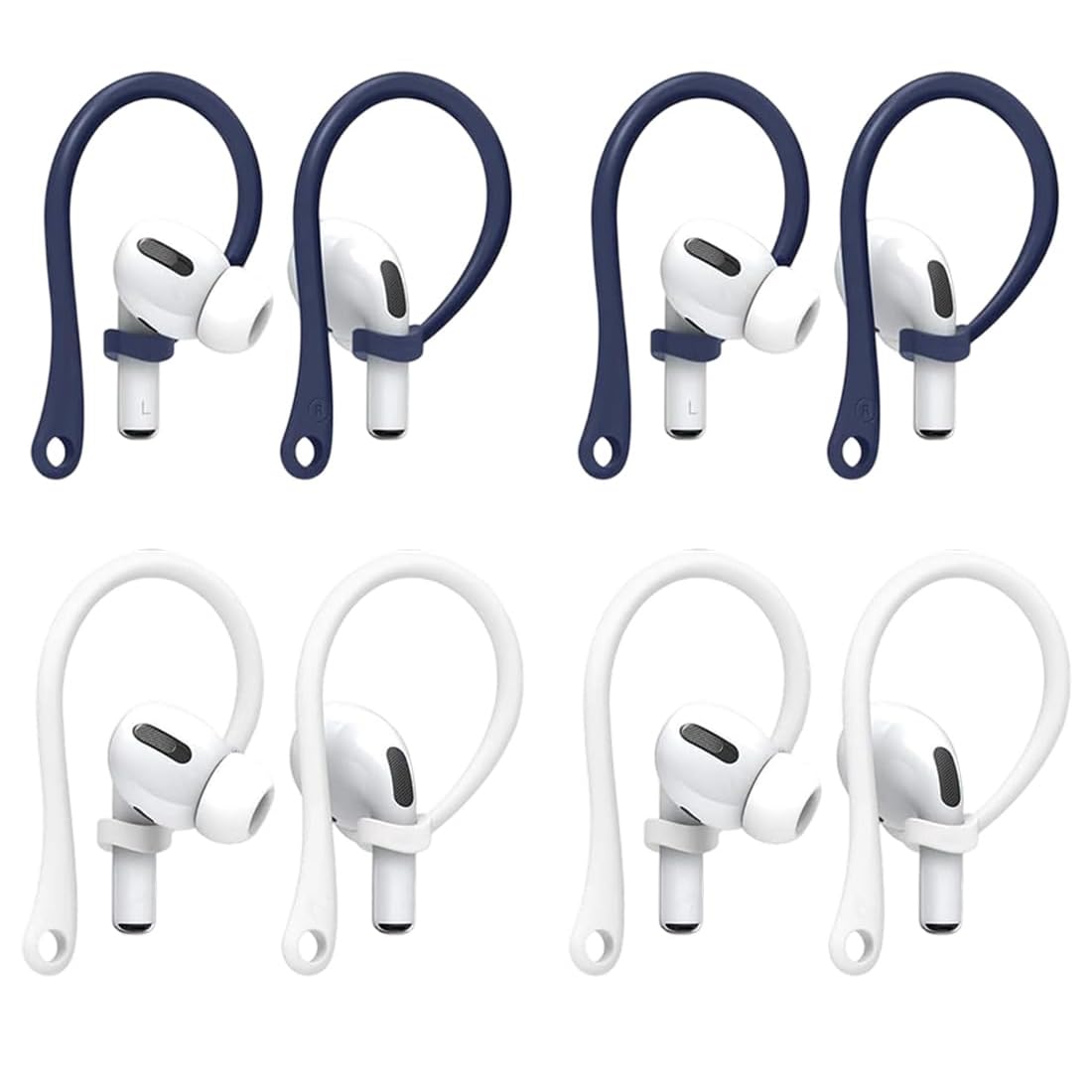 Ganci per cuffie, 4 paia di supporti a gancio per AirPods, supporti per cuffie, accessori di sicurezza per cuffie, accessori per cuffie, adatti per AirPods 3 e AirPods 4.