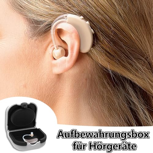 1 Stück Aufbewahrungsbox für Hörgeräte, Wasserdichte Schutzhülle für Hörgeräte, Weiße Tragbare Hartschalen-Box für Hörgeräte, für Hörgeräte, Batterien und Zubehör