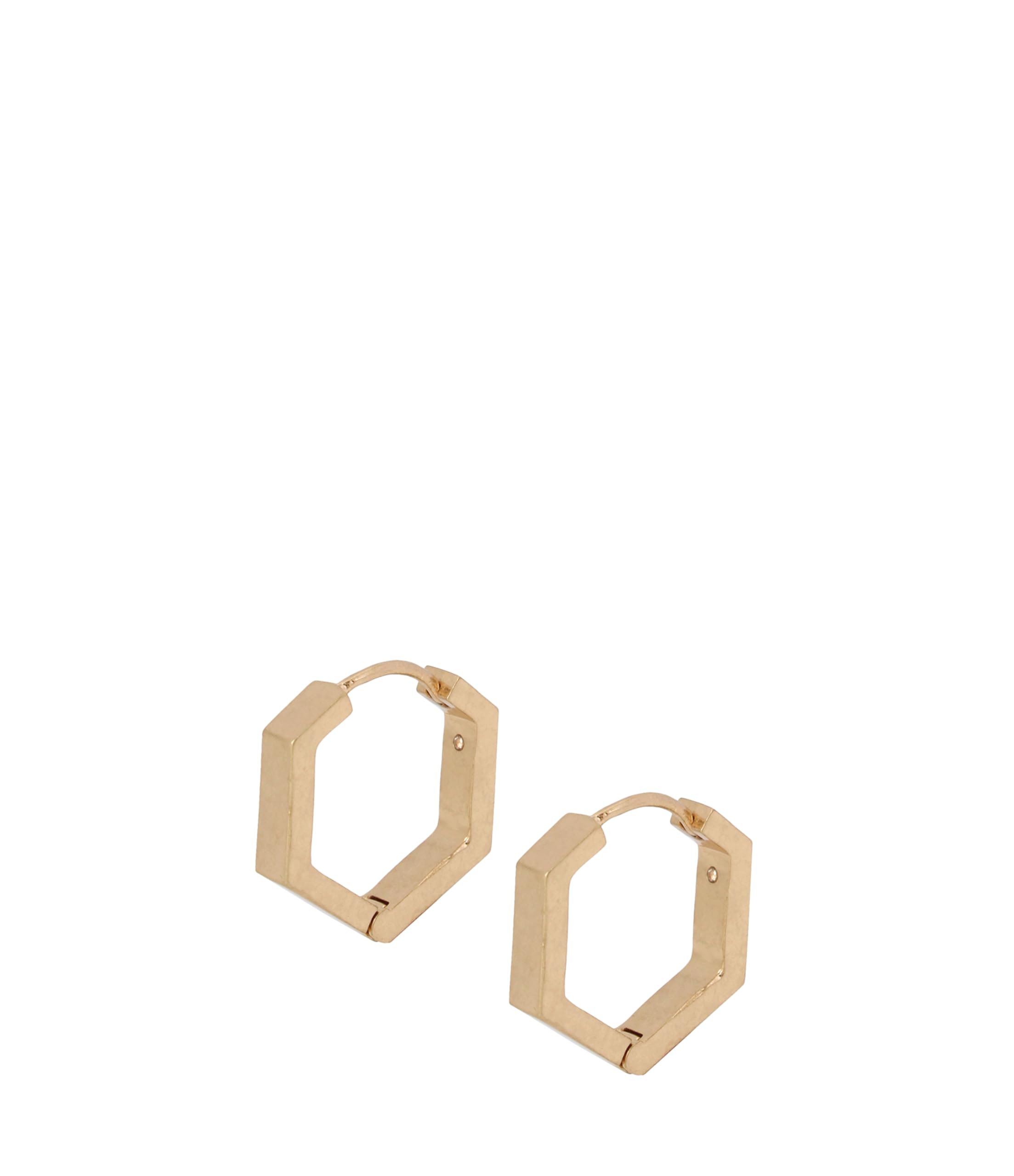 Allsaints Mujer Oro Pendientes De Aro Hexagonales De Joyas Geométricas Pequeñas Para El Día A Día, Con Cierre De Bisagra. Fabricados En Latón Dorado