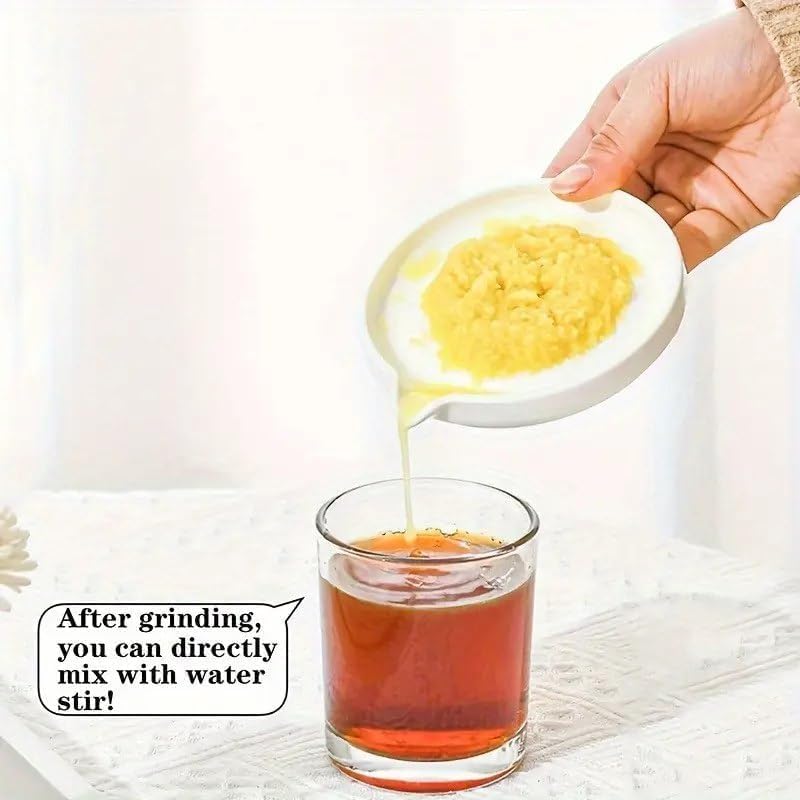 Image of Ceramic Handheld Ginger Garlic Grater Mini Mortar Spice Tool Kitchen Zester Citrus Fruit Grating Plate Nonstick Small Size Easy Clean Home Cooking Accessory
