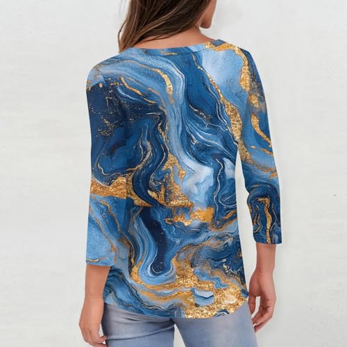 HTHLVMD Womens 3/4 Length Sleeve Tunic Tops Summer Fall Outfits 2025 Three Quarter Sleeve Casual V Neck T Shirts for Women