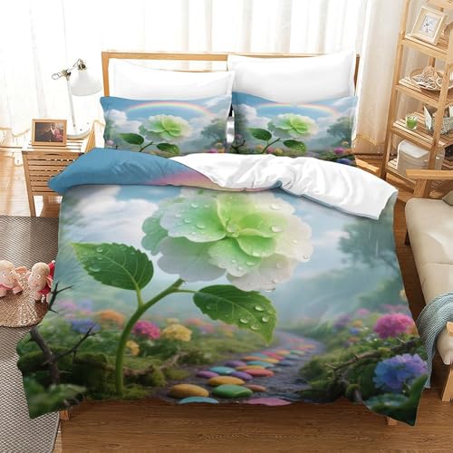 Housse de couette Hydrangée 3D 140x200 parure microfibres - 2