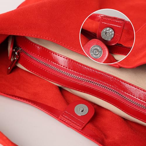 Bolso Hobo de Cuero Genuino Ante para Mujer miniatura 5