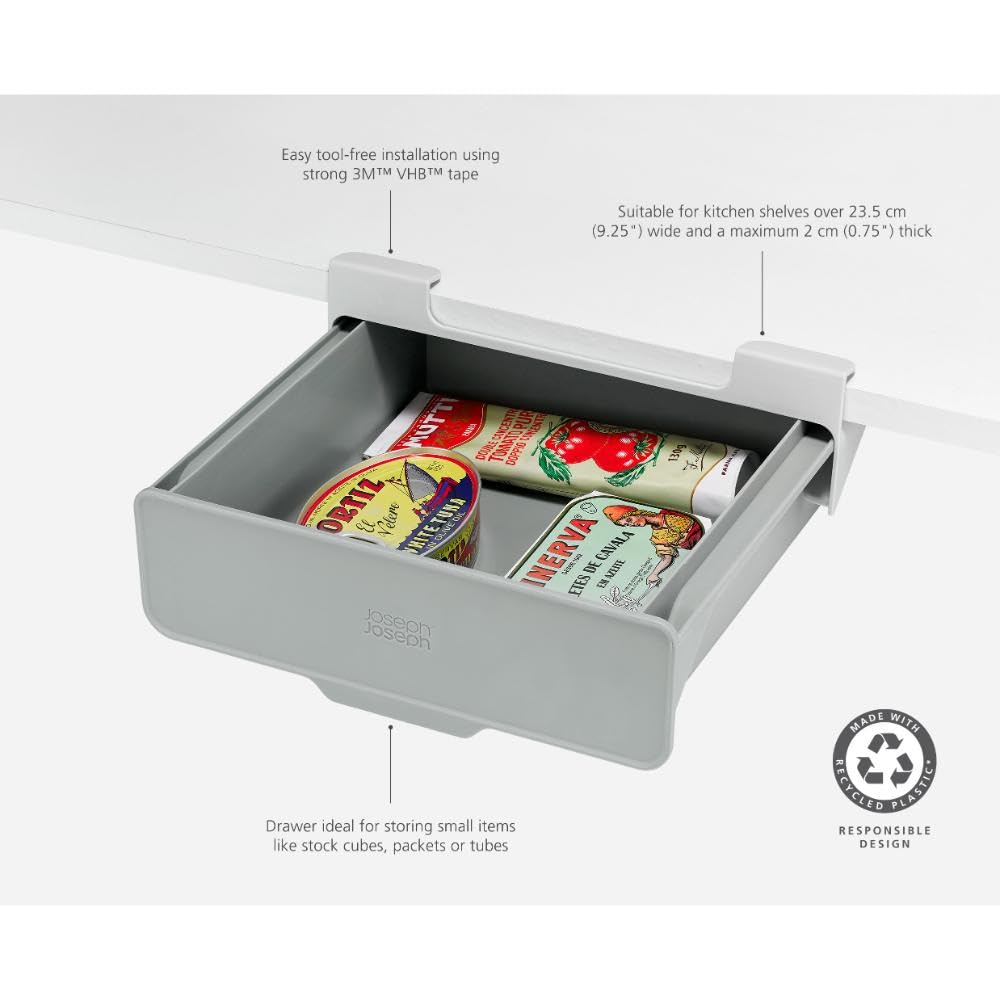 Joseph Joseph CupboardStore Szuflada Pod Półką, Organizer do Szafki Kuchennej, Plastik z Recyklingu