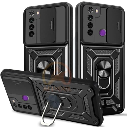 Image of Armor Bumper Back Cover Case for Redmi Note 8 Rotating Camera Cover, Ring Holder & Kickstand | Heavy Duty & 360 Degree Protection Redmi Note 8 Back Cover (Black)