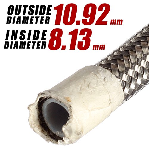 20 Ft 6AN AN6 (5/16") Universal Braided Stainless Steel PTFE TEFLON Oil Fuel Gas Line Hose - Thumbnail 5