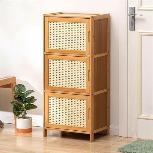 Armoire d'entrée étroite de qualité supérieure avec façades en rotin naturel