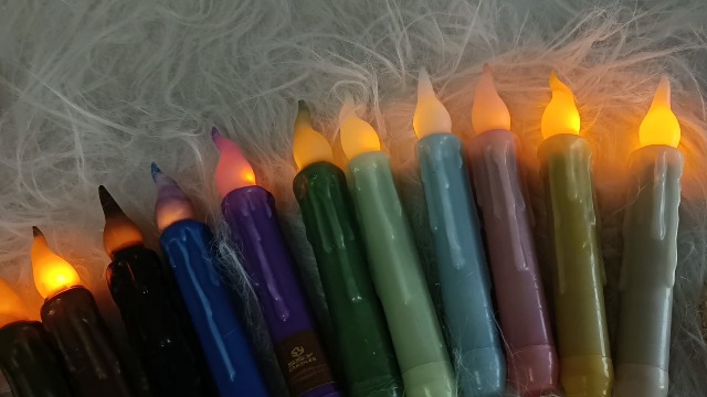 Image of Christmas Flameless Short Taper Candles, Red Green LED Battery Operated with Remote, Flickering Flame Lights for Home Decor, 6.7 Inch Primitive Flameless Print Candles, 4PCS