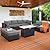 Lviden 9 Pieces Wicker Patio Furniture Set Outdoor PE Rattan Sectional Conversation Sofa Set with Grey Cushions and 45” Gas fire Pit Table