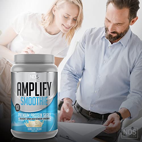 Amplify Nds Nutrition Smoothie Premium Whey Protein Powder Shake With Added Greens And Amino Acids - Build Lean Muscle, Gain Strength, Lasting Energy, And Lose Fat - Vanilla (30 Servings) #TOP6
