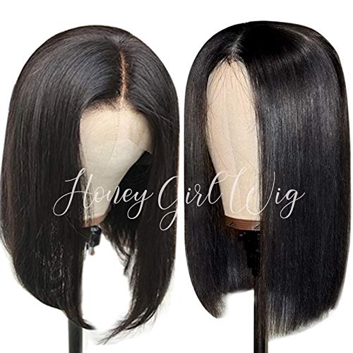 Bob Wig Human Hair Wig 360 Lace Frontal Wig Straight Sort Wig Brazilian Hair 360 14" 180%