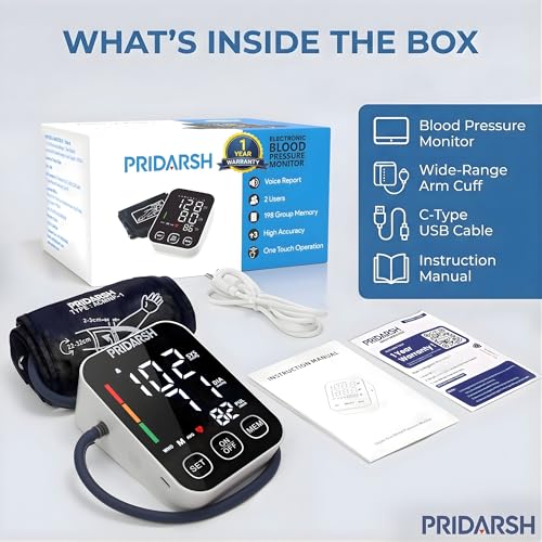 Image of Blood Pressure Monitor, Blood Pressure Machine with Upper Arm Large Cuff That fits Standard to Large Adult Arms, High Automatic Blood Pressure Monitors Cuff for Home Use, (BP) LED Digital Display with Voice Brodcasting Function