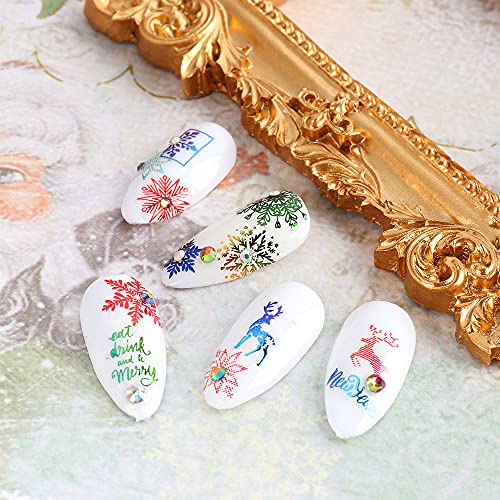 JMEOWIO 3D Nagelsticker Weihnachten, 8 Blätter Selbstklebend Nagel Sticker Schneeflocke Elch Nail Art Decals Design DIY… – Bild 7