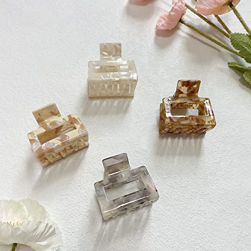 Bolonar 4Pcs Hair Clips For Thin Hair Small Hair Clips 2" Square Acetate Hair Clips Small Hair Claw Clips For Thin Hair Claw Clips For Thick Hair Clips For Women Tortoiseshell Hair Clips #TOP4