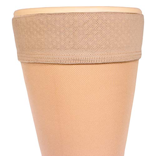 Image of NuVein Medical Compression Stockings, 15-20 mmHg Support, Soft Comfort Microfiber, Thigh Length, Open Toe, Beige, Medium