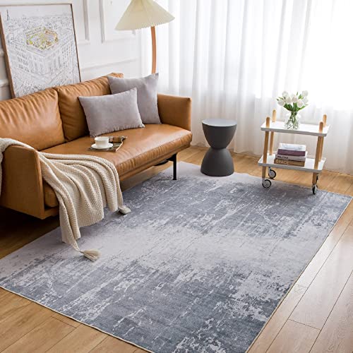 Area Rugs Modern Abstract Ultra Soft Living Room Rug 6.5X9.8 Feet Stain Resistant Rugs Non Slip Low Pile Carpet Ideal For High Traffic Areas In Bedroom Dining Room, Grey #TOP4
