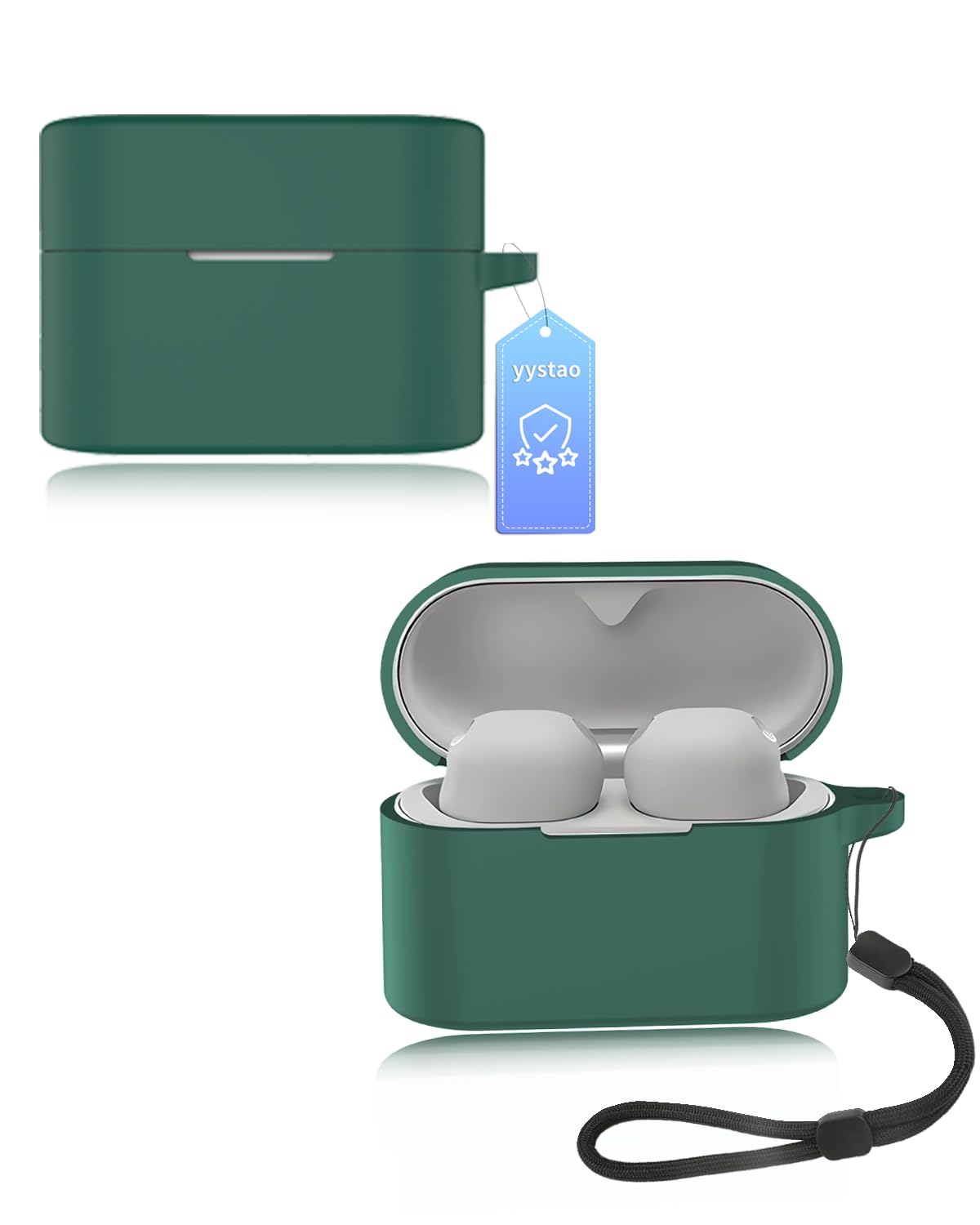 Etui do słuchawek Sony WF-1000XM6, miękkie silikonowe etui ochronne kompatybilne z Sony WF-1000XM6, z paskiem do zawieszenia, pyłoszczelne, odporne na uderzenia i trwałe, zielone