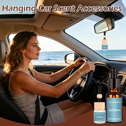 Image of Car Air Freshener & Refill Set, 4-Scent Hanging Air Freshener Diffuser | Each(8ml +20ml Refills), Natural Essential Oil Diffuser With Refill Bottles, Reusable Car Fragrance Decor Accessories(8 Pack)