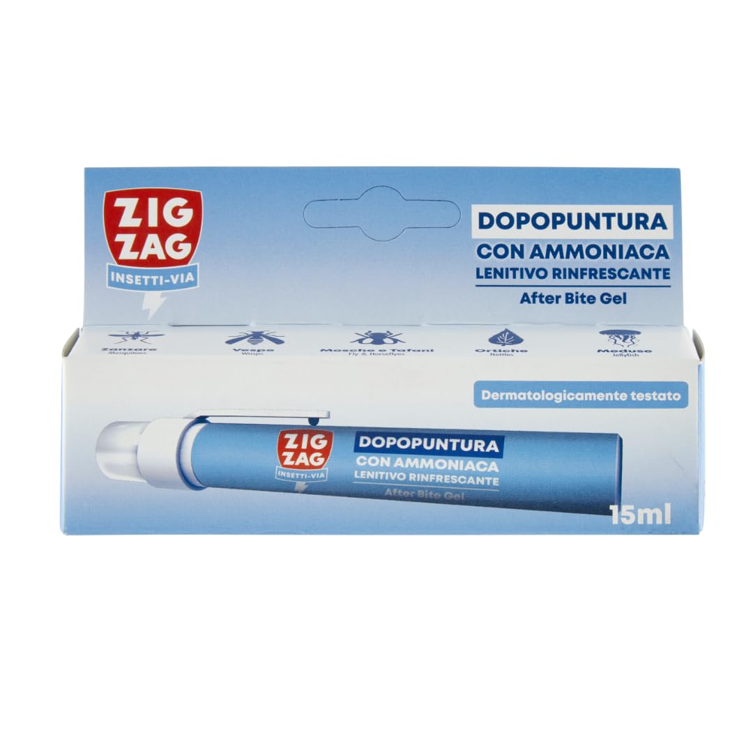 ZIG - ZAG, Pluma de dopopuntura calmante con amoniaco, Alivia la sensación de picazón, indicado para picaduras de Insectos, Contenido de 15 ml