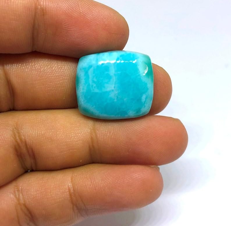 Larimar pierre naturelle fabrication bijoux cabochon rectangle 20x18mm