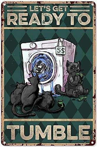 Let's Get Ready to Tumble Metal Sign Antique Toilet Restroom 5.5x8inch Vintage Tin Sign Exterior Decorative Plaque Sign for Home Bathroom Farm Garden Garage Interesting Wall Decor
