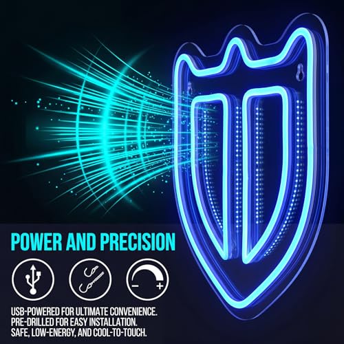 Image of FF14 Paladin Neon Sign for Wall Decor, Shield Neon Light for Game Room, Bedroom, Man Cave, Birthday Decorations, Fans Gifts, Collection, USB Powered, Blue, 11.8 inchx 9.8 inch