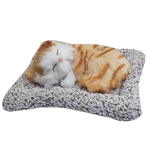 Realistic Sleeping Cat Plush Toy | Soft, Lifelike Companion for Cat Lovers for Kids & Adults | Decorative & Collectible | Size 18cm (Brown)