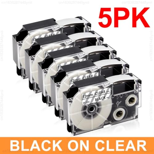 3 5PCSȔSxe[v9mm 12mmxv^[fXR-9WE XR-12WE XR-9YW XR-12YW XR-12X KL-60 KL-100jo[TtBbg(5PK Black on Clear)
