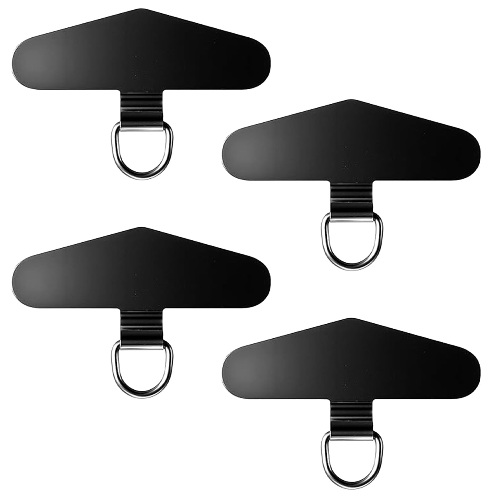 XIELBIS 4 Pcs Phone Tether Tags,Phone Tether Tabs,Metal Crossbody Cell Phone Lanyard Patch for Smartphones - Stainless Steel Cellphone Lanyard Tether Patches,Mobile Phone Lanyard Patch (Type A Black)