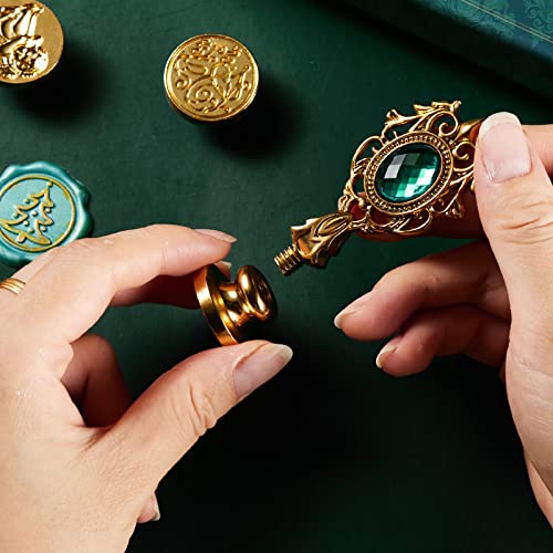 AOMAYLL Wax Stamp Set, Sealing Stamp Set for Letters Gifts, 1 Zinc Alloy Handle, 3 Brass Head Stamps, 1 Melting Spoon - Image 4