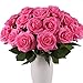 KISMEET Artificial Roses Fake Silk Flowers Real Touch Long Stem for Wedding Party Home Office Outdoor Craft Decoration, Pack of 10 (Pink)