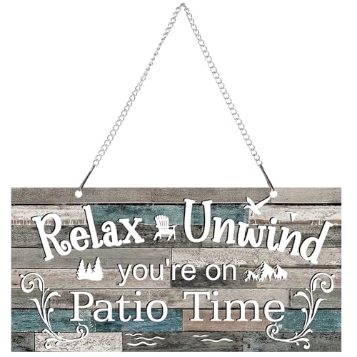 Hotop Outdoor Patio Sign Decoration Metal Patio Signs Decor for...