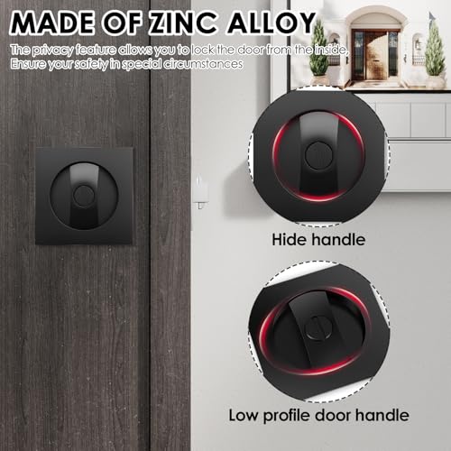 2 Piezas Cerradura de Puerta Corredera con Pestillo de Privacidad Negro Mate Cuadrado, Herrajes de Estilo Moderno, Fácil Instalación para Dormitorio y Baño miniatura 4
