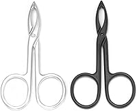 Motanar 2-Pack Scissor Handle Straight Tip Tweezers - Precision Eyebrow Facial Hair Remover, Stainless Steel (Silver Black)