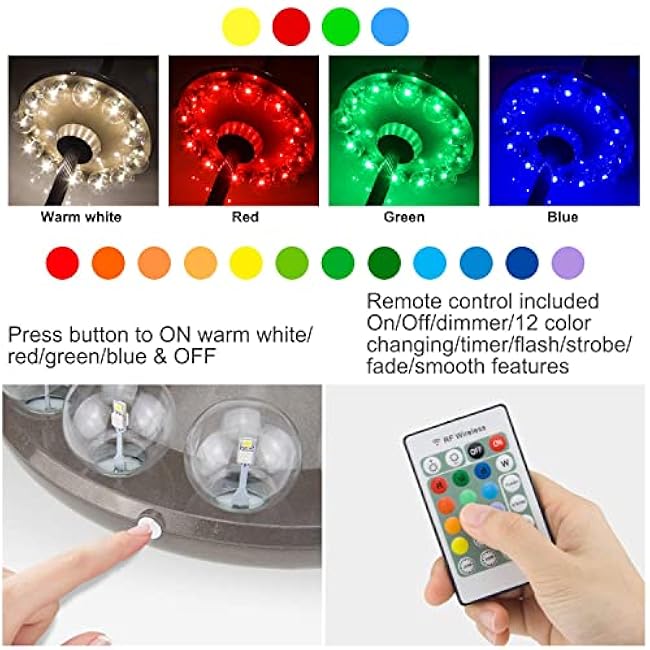 BIGMONAT Hanging Lights 12 Colors Changing RF Remote Control Brightness Dimmable Timer