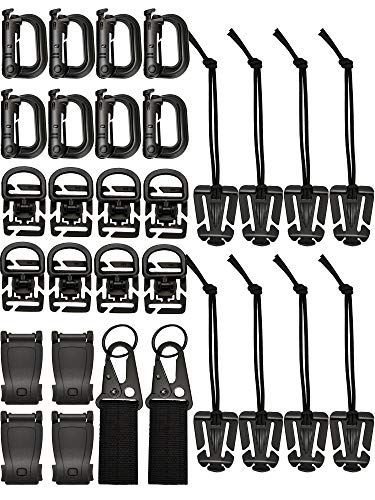 Zhanmai 30 Pieces Tactical Molle Attachments Tactical Bag Clip Strap Set for Tactical Backpack Molle Bag, 5 Styles (Style 1)