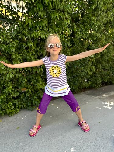 Image of LUKYCILD Baby Girls Summer Clothes Casual Clothing Suit Short Sleeve Striped T-Shirt +Pants