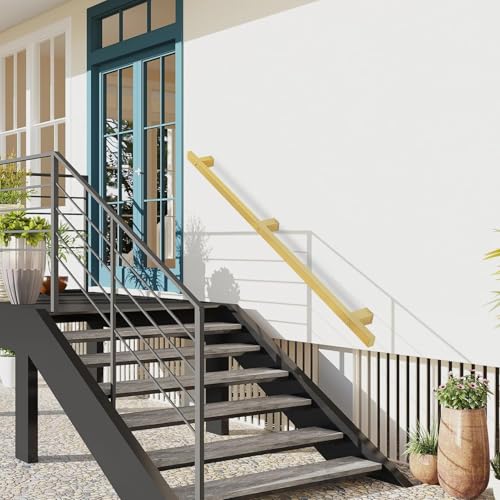 Rampe d'escalier en fer doré pour sécuriser les marches de véranda