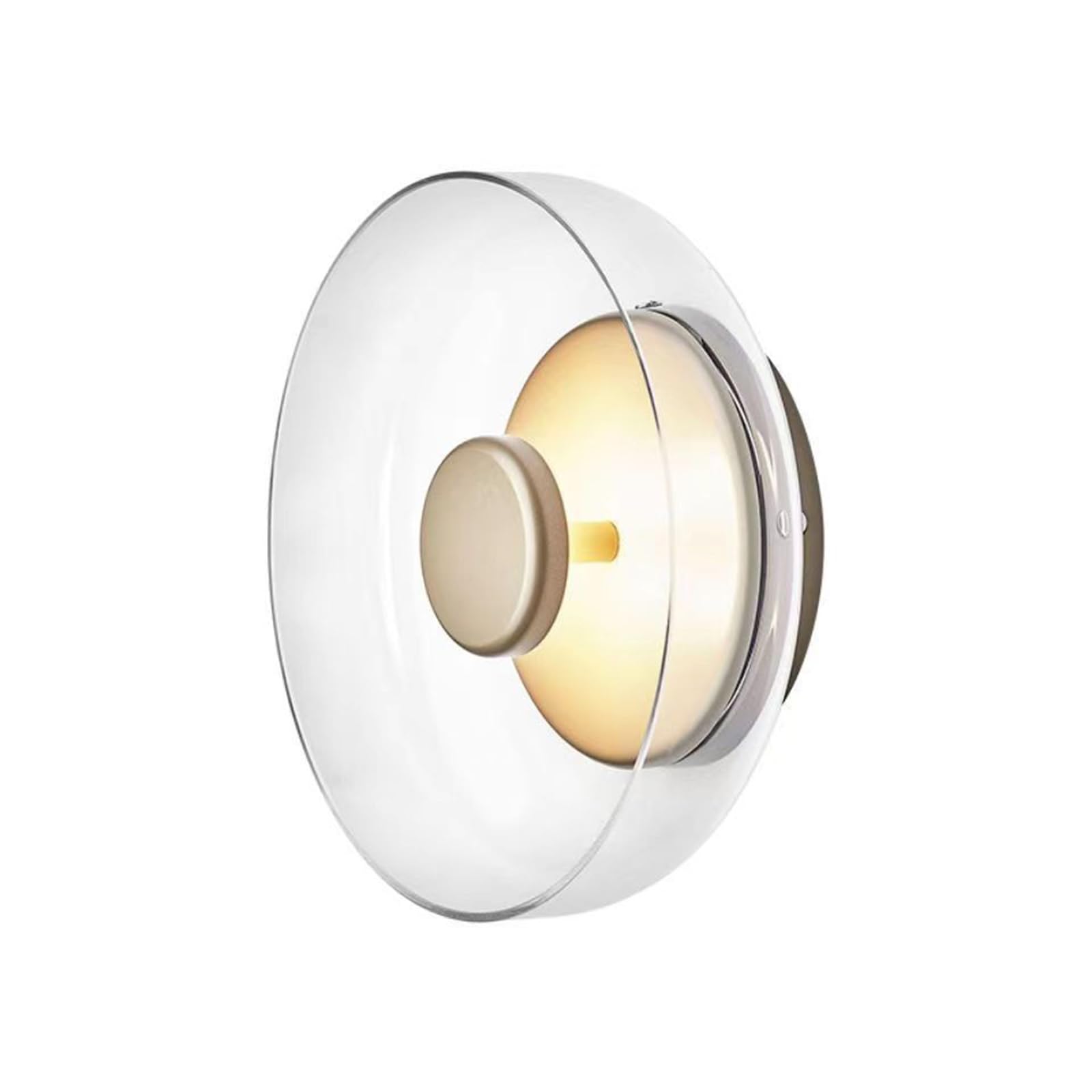S-Cevada Modern LED Wall Light 12W with 3 Color Temperatures, Round Glass Wall Lamp with Metal Center for Bedroom, Hallway, Entryway, and Living Room (Transparent)