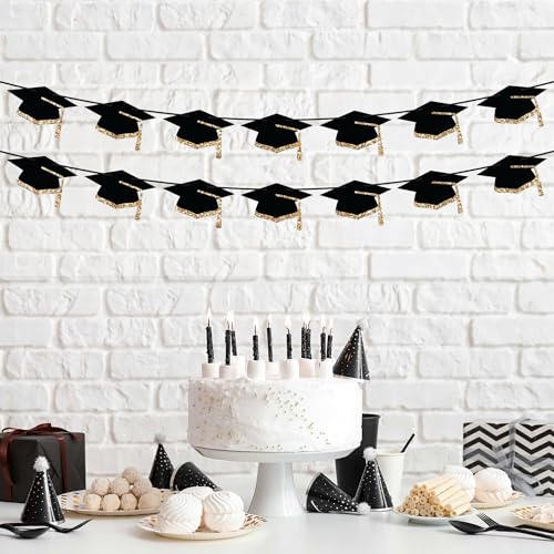 Image of Pre-Strung Graduation Banner - Grad Caps Party Banner Decoration