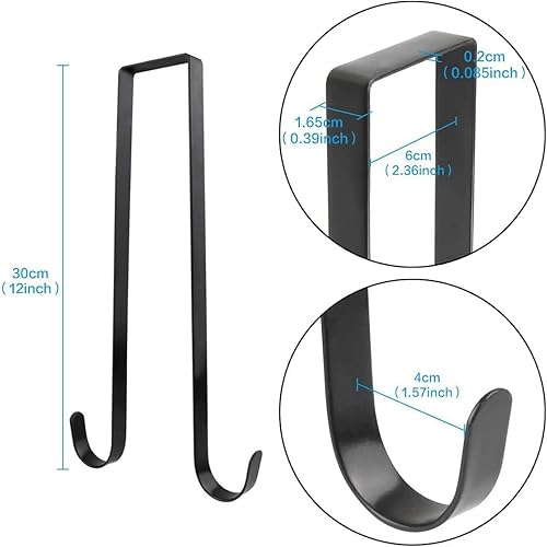 Colgador doble para corona, 12 pulgadas de largo, de metal, de doble cara, color negro