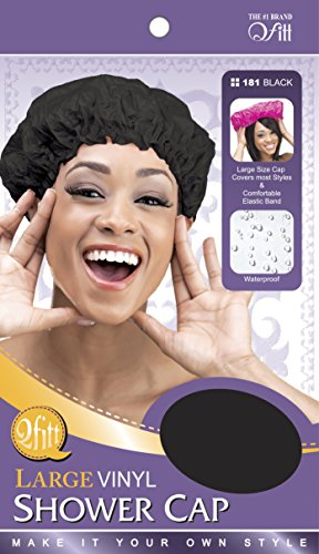 Large vinyl shower cap - black by Qfitt