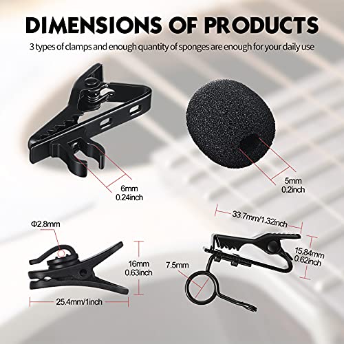 36 Pieces Lapel Mic Clips Sponge Cover Kit 18 Pieces Mental Lavalier Microphone Clip Plastic Lavalier Wire Clips 18 Pieces Foam Windscreen Cover Lapel Mic Windscreen Foam Covers For Interview Video #TOP1