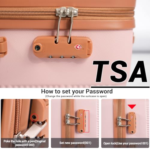 Image of 4-Piece Luggage Sets 16 inch20 inch24 inch28 inch,Suitcases with Double Spinner Wheels and TSA Lock,Hardcase 6 set Luggage with Underseat Duffel Bag