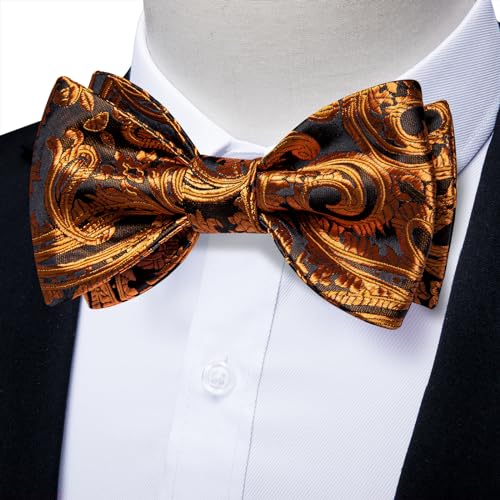 Image of DiBanGu Mens Silk Self Bow Tie Set 4PCS for Tuxedo Wedding